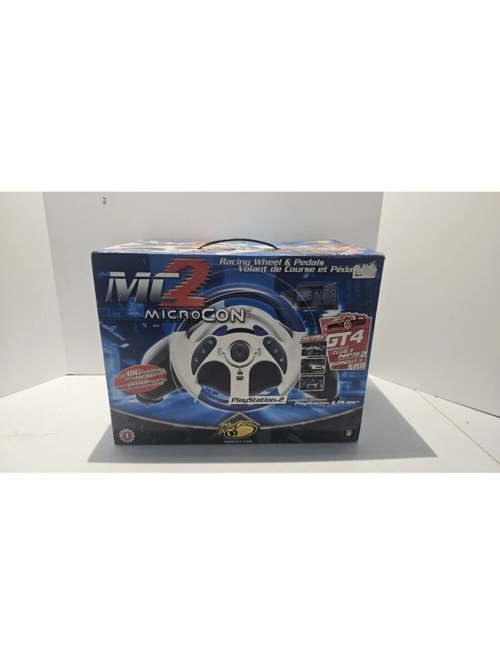 Mad Catz MC2 MicroCON Racing Wheel & Pedals Sony PlayStation 2 PS2 Open Box Comp
